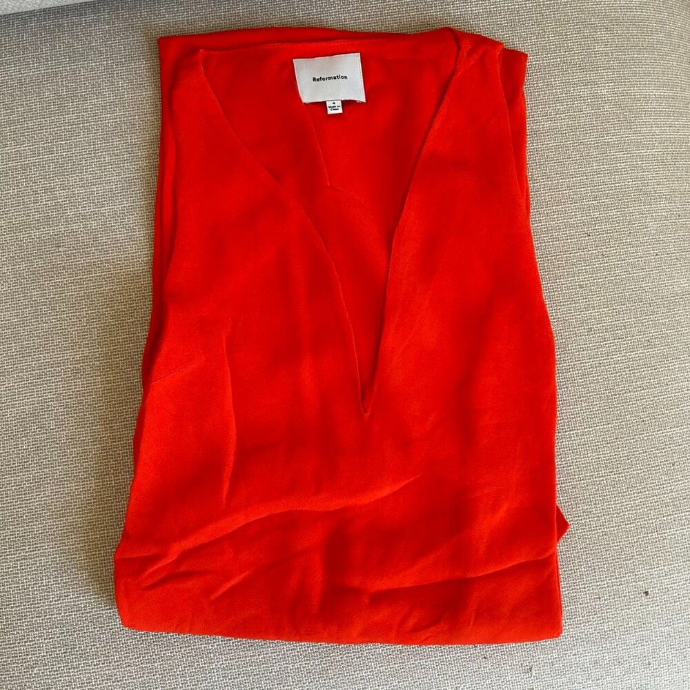 NEW Reformation Siana Dress Maxi V-Neck Dress Sz4 Paprika Orange - Picture 6 of 9